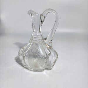 Cruet Clear Glass Etched Grape Leaf Pattern Oil Or Vinegar Decanter Carafe VTG